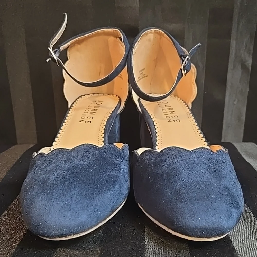New No Box Journee Collection Women's US 8 Edna Pump Heels Navy Blue - Picture 5 of 13